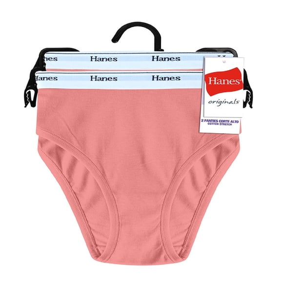 Pantaleta Hanes para Mujer, Bikini Originals Rosa Talla GD, 2 Piezas