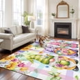 thumbnail image 3 of Watercolor Floral Gnomes 5'x7' Area Rug, Spring Flowers Butterflies Grid Washable Non-Slip Soft Rugs, Low-Pile Large Carpet for Living Room Bedroom Dining Room, Non-Shedding Accent Rug, 3 of 9