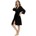 thumbnail image 3 of Xmarks Women Kimono Robes Lace Bathrobe Lightweight Soft Knit Sleepwear V-neck Casual Ladies Loungewear Black US 10, 3 of 6