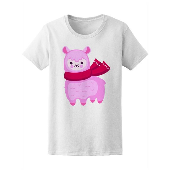 Pink Alpaca With Scarf T-Shirt Women -Image by Shutterstock, Female Medium