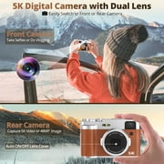 5K Digital Camera for Photography WiFi Autofocus 48MP Vlogging Camera for Youtube 16X Digital Zoom with Front and Rear Cameras with 32GB SD Card