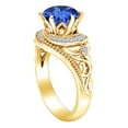thumbnail image 2 of AFFY 2.28 Carat Round Shape Simulted Blue Sapphire & Natural Diamond Engagement Ring 14K Solid Yellow Gold Ring Size-5, 2 of 2