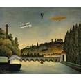 thumbnail image 2 of Rousseau, Claude 23x20 Gold Ornate Wood Framed with Double Matting Museum Art Print Titled - View of the Bridge at Sevres and the Hills at Clam, 2 of 4