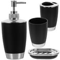 thumbnail image 6 of Moluckfu 4Pcs Bathroom Cup Accessories Set Black Square For Toothbrush Holder Lotion Bottle Soap Dish, 6 of 8