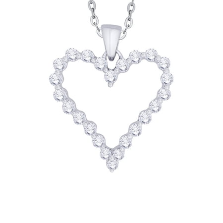 KATARINA Diamond Heart Pendant Necklace in 10K White Gold (1 cttw, G-H, I2-I3)