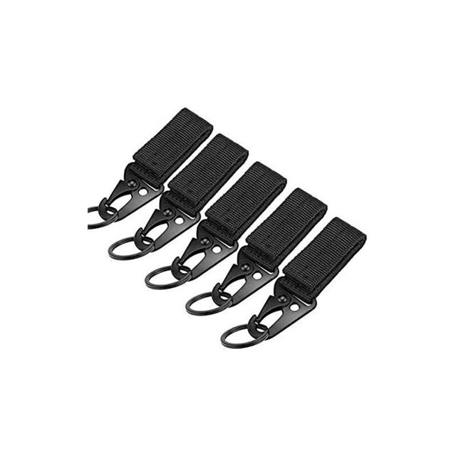 Mosquetón de cinturón de 5 piezas, correas de nylon con llavero Chaleco táctico antifricción Hebilla de 10 cm para exteriores, campamentos, caminatas esquí esquí Gafas de esquí