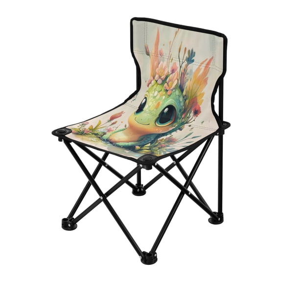 Outdoor Folding Chair 14.46x14.46x22.83 Inches, Camping Folding Chair Easy to Carry Ideal for Outdoor Picnics Camping Park Fishing Adorable Green Dragon