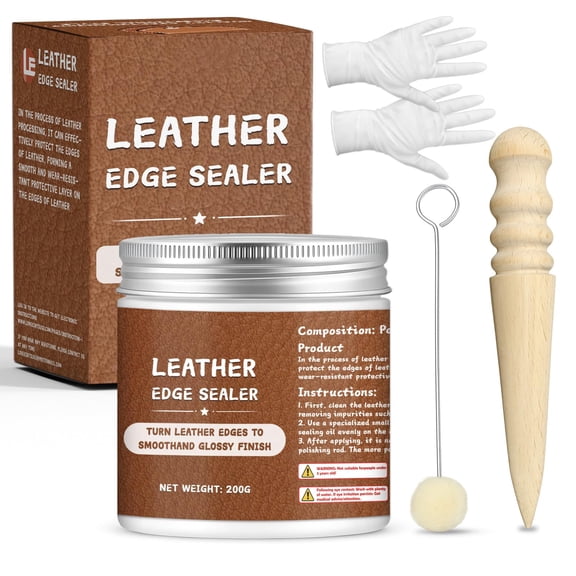 200g Leather Edge Sealer Kit, Leather Burnishing Gum for Smooth Glossy Edges, Increases Wear Resistance and Protective Effect, Suitable for Bags, Wallets, Accessories and Other Handicrafts
