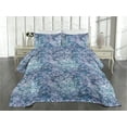 thumbnail image 2 of Ambesonne Floral Design Quilted Coverlet 3 Pcs, Grunge Jungle Scene, King Size, Pale Ceil Blue Off White, 2 of 4