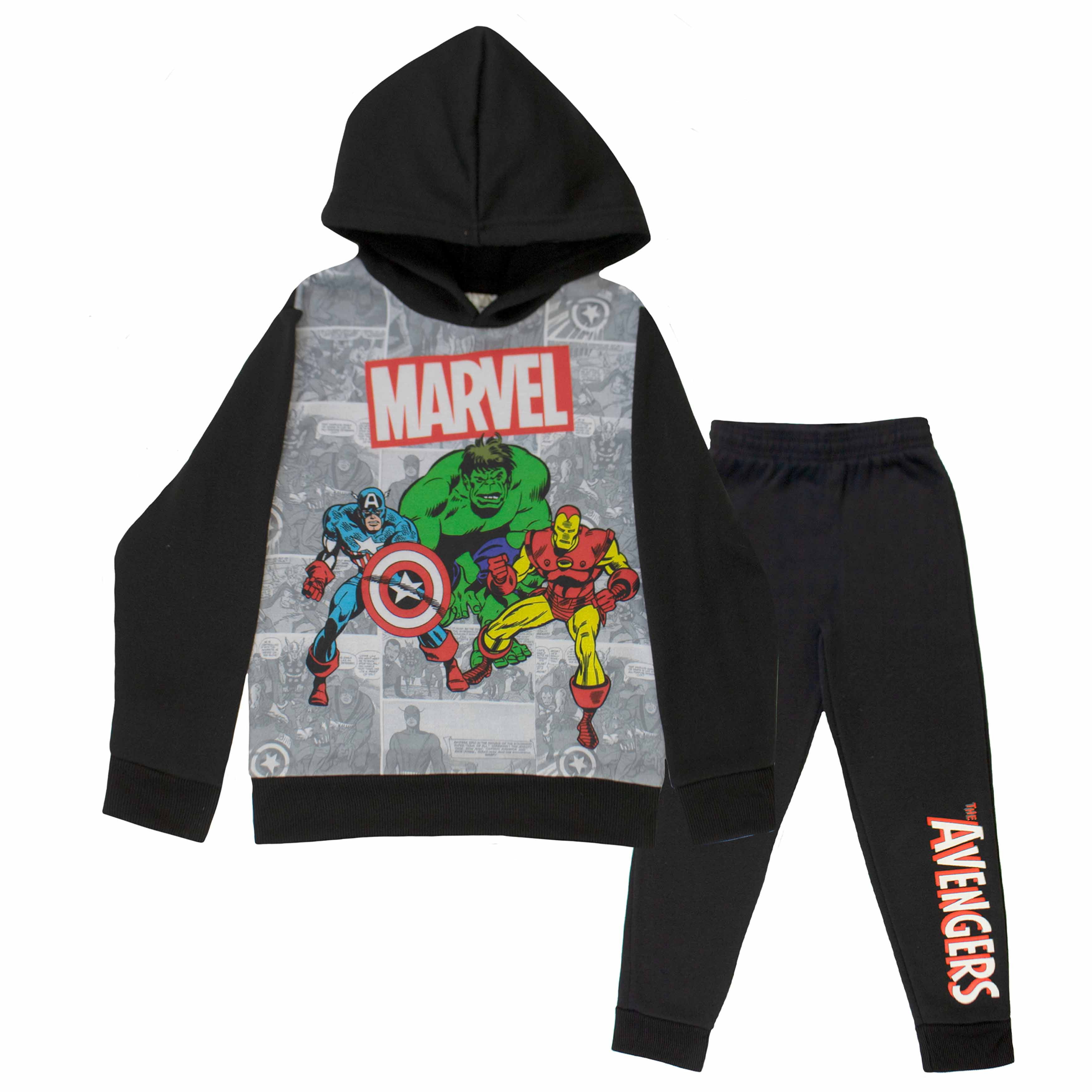 Marvel Avengers 2-Piece Fleece Pants Sets, Superhero Fleece Hoodie and ...