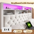 thumbnail image 3 of EnHomee Bed Frame Queen Size Bed Frame with Headboard Bed Frame with 4 Storage Drawers & LED Lights & Charging Station, 3 of 8