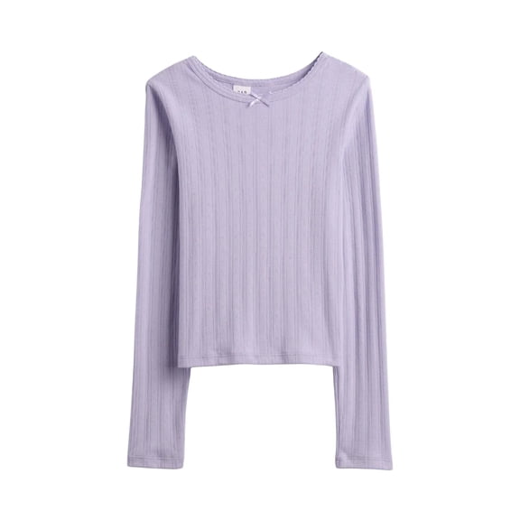 Remera de Manga Larga con Canalé para Niñas GAP Color Orquídea Talle M