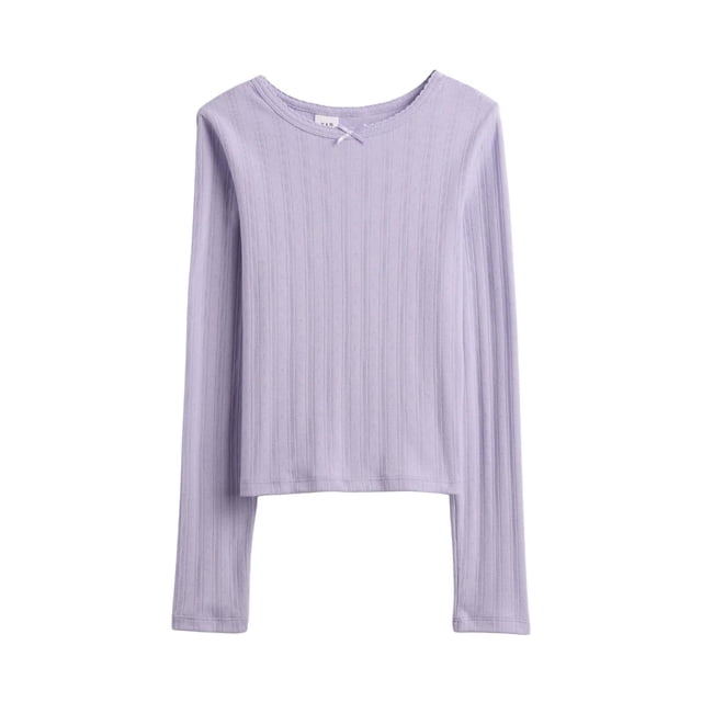 Camiseta de Manga Larga de Punto Canalé para Niñas GAP Orquídea XXL