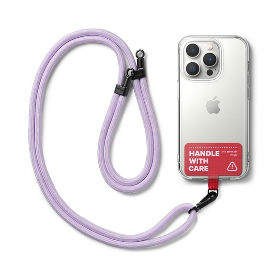 Ringke Holder Link Tarpaulin Red Strap [Strap + Phone Tether Tab] for Cell Phone Case, Adjustable Lanyard Strap with Anti-Tearing Technology Pads for Universal Smartphone - Purple