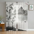 thumbnail image 2 of Chinese Ink Landscape Painting Bamboo Voile Tulle Sheer Curtains for Bedroom Living Room Kitchen r Chiffon Windows Curtain, 2 of 7