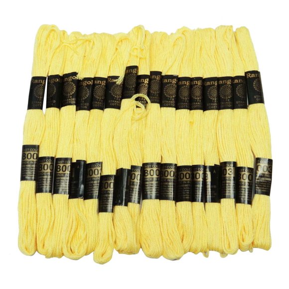 25 Pcs Yellow Cotton Thread Floss Skein Sewing Needlepoint Embroidery Stitch