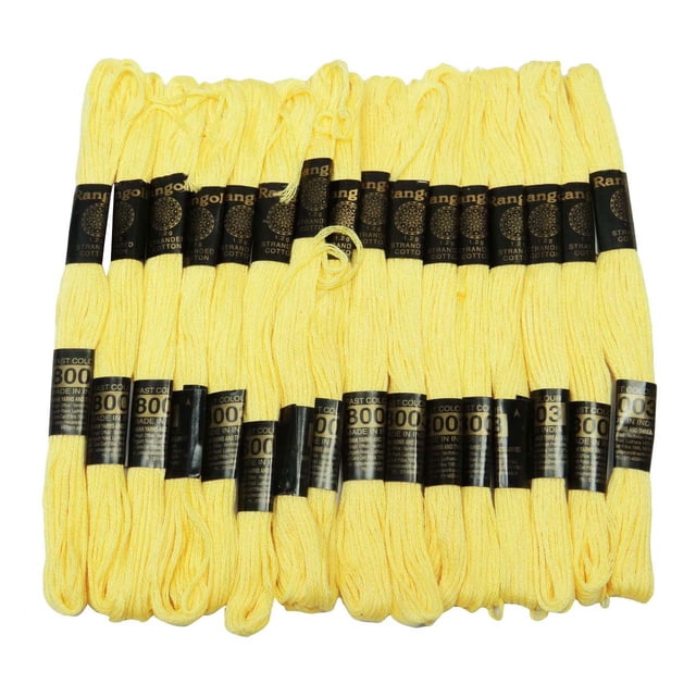 25 Pcs Yellow Cotton Thread Floss Skein Sewing Needlepoint Embroidery Stitch