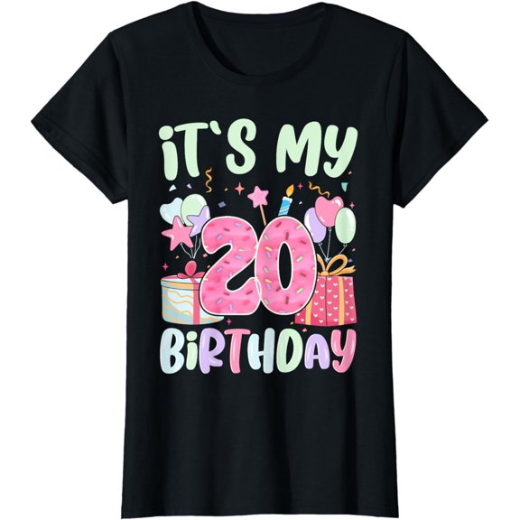 20th Birthday Shirt Girls 20 Year Old Donut Cake Birthday T-Shirt