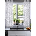 thumbnail image 2 of Floral Patterns Sheer Curtains 39 Inch Length 2 Panels Set for Living Room/Bedroom, Silver White Flowers Leaves Aesthetic Kitchen Curtains Grommet Semi-Sheer Curtains Window Treatments 27.5"x39"x2, 2 of 7