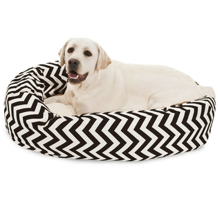 UPC: 0788995544272 | Majestic Pet | Chevron Sherpa Bagel Pet Bed For Dogs  Black  Large