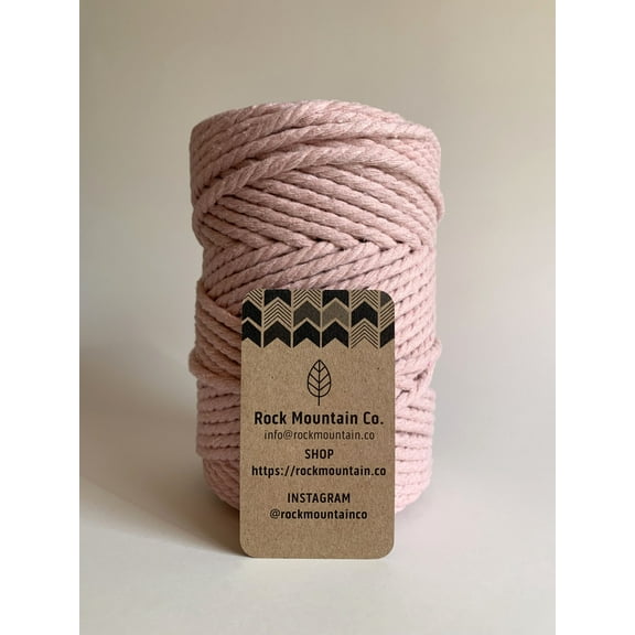 5mm 3 Strand Craft Cord Recycled Cotton Macrame Rope - Light Pink