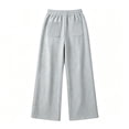 thumbnail image 3 of WhouRiu Girls Casual Sweatpants Solid Color Baggy Wide Leg Pants Kids Drawstring Waist Comfortable Daily Trousers With Pockets,11-12 Years, 3 of 3