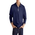thumbnail image 6 of Ftwytp Men's Solid Color Sport Shirt With Zip-Up Lapel Long Sleeve Lapel Top/Shirt Pullover Hoodie Men Sherpa Pullover Knit Pullover Tank Tops For Mens Tshirts Short Sleeve Navy, 6 of 9
