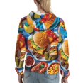 thumbnail image 7 of Balery Vibrant Picnic Food Spread Pattern Womens Long Sleeve Hoodie, Pullover Hooded Sweatshirt, Kangaroo Pocket Hoodie with Eye-catching Drawstrings-Small, 7 of 7