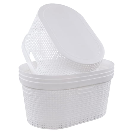 Vcansay 42 L Hip Hugger Laundry Basket, White Plastic Dirty Clothes Basket, 4-Pack