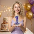 thumbnail image 5 of Birthday Candle Number Purple Glitter Cartoon Creative Party Cake Topper Decoration, Vibrant Numeric Candle for Celebration, Glittering Cake Decor Supplies, 5 of 6