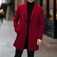 thumbnail image 3 of Aihuaihua Mens Trench Coat Slim Fit Single Brested Overcoat Winter Notched Collar Wool Blend Long Winter Coats With Pockets Wine XL, 3 of 6
