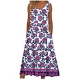 thumbnail image 1 of Bajo Vestido Pantalones Cortos Mujeres Casual Cuello Redondo Impresión Bolsillos sin Mangas Vestido Vestido Corto para Mujeres Verano, 1 of 5