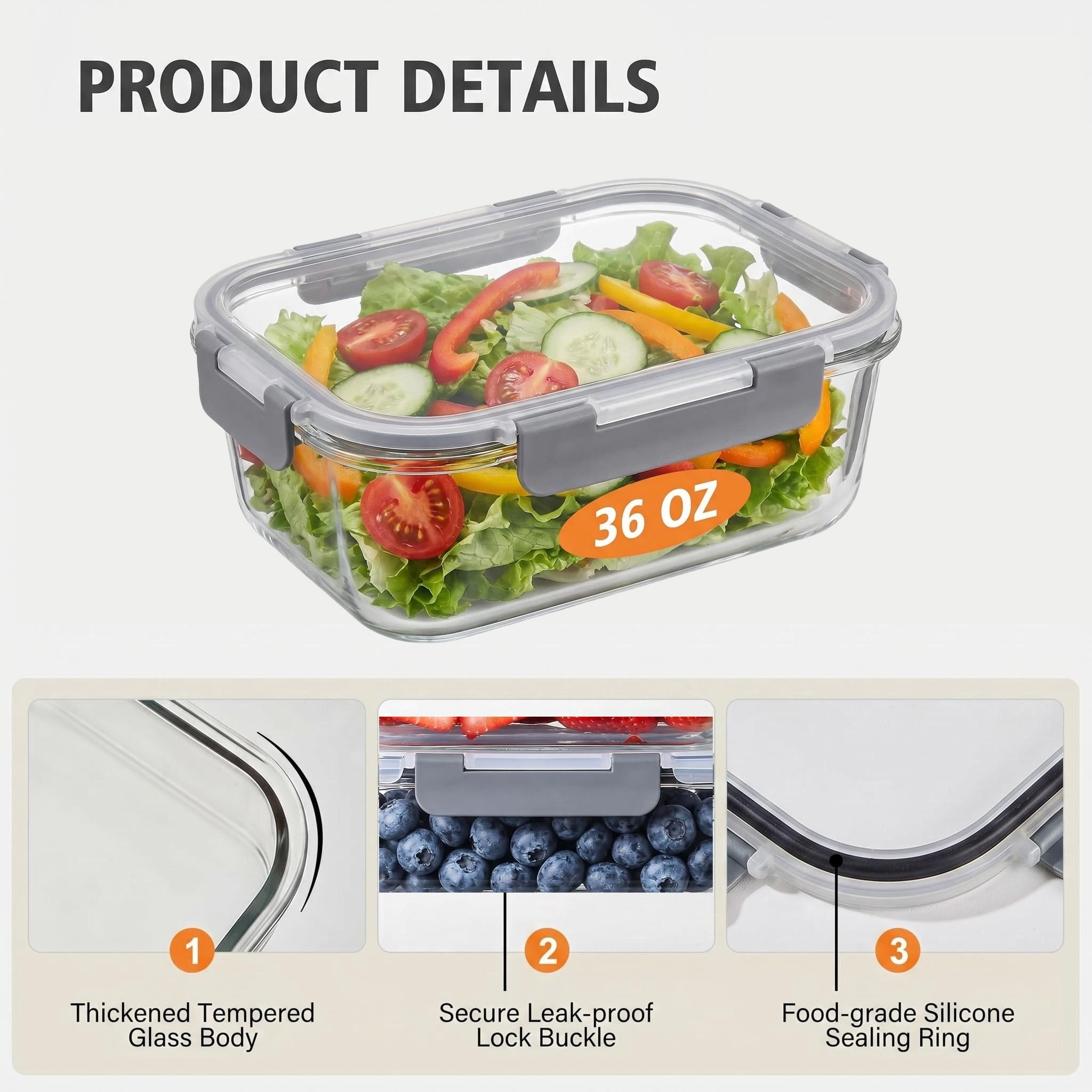 20 Pcs Glass  Meal Prep Containers with Lids, Food Storage Containers with Snap Locking Lids, Airtight Lunch Containers, Microwave, Oven, Freezer and Dishwasher