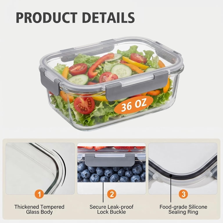 SHIGEER 20-Piece Glass Meal Prep Container Set Borosilicate photo 3