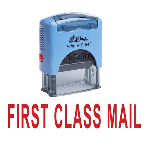 FIRST CLASS MAIL Self Inking Rubber Stamp Office Stationary Custom Shiny Stamp