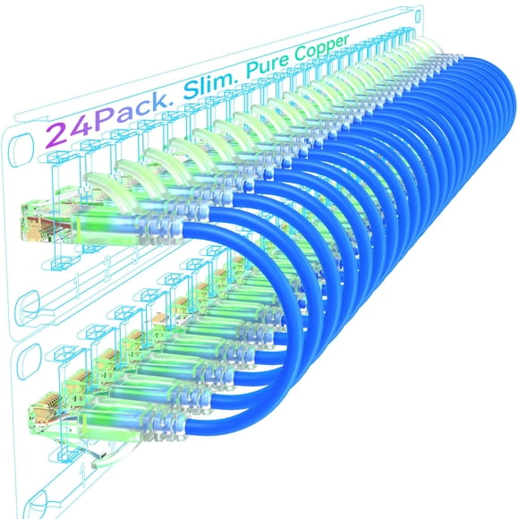 Cable Ethernet Sokqovt Cat6a delgado, 30 cm, 10 G, 550 MHz, 28 AWG, paquete de 24 unidades