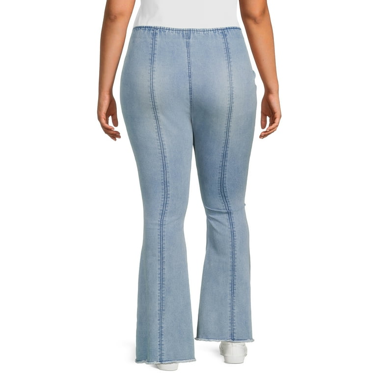 No Boundaries Juniors' Plus Size Pull-On Flare Jeans 