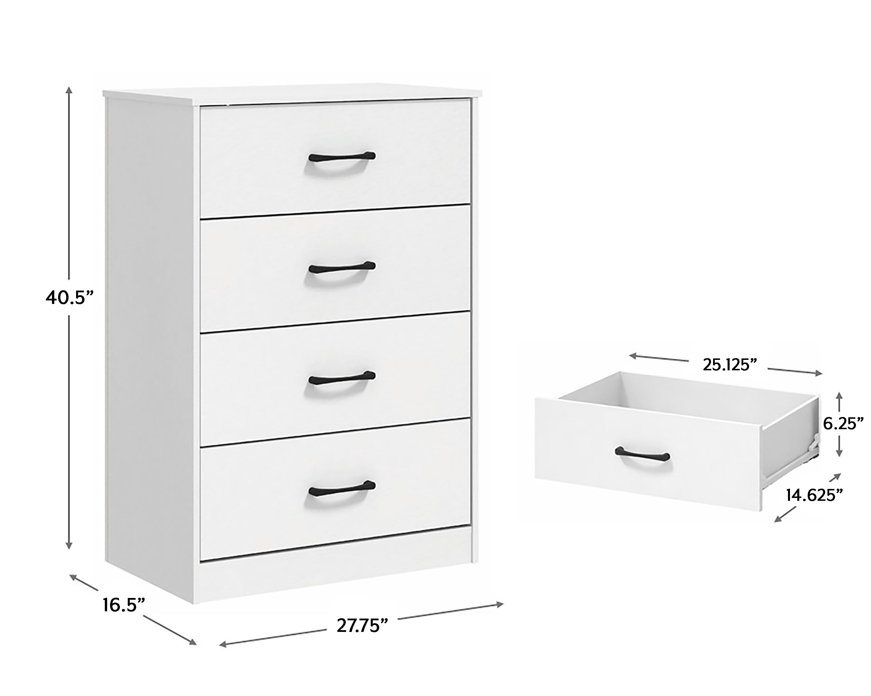 (3 pack) Mainstays Ardent 4 Drawer Dresser, White