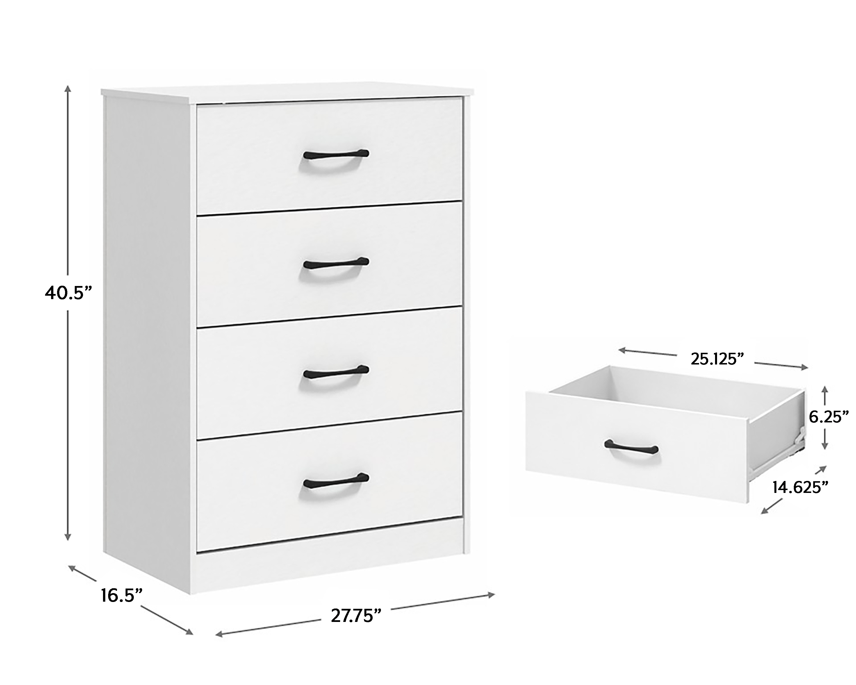 Mainstays Ardent 4-Drawer Dresser, White photo 2