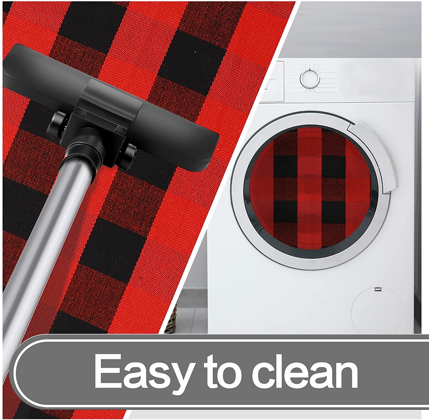 Sanmadrola Doormat 24''x36'' Cotton Buffalo Plaid Rug Black and Red Check Rugs Hand-Woven Indoor or Outdoor Rugs for Layered Door Mats Washable Carpet for Front Porch Kitchen Farmhouse Entryway