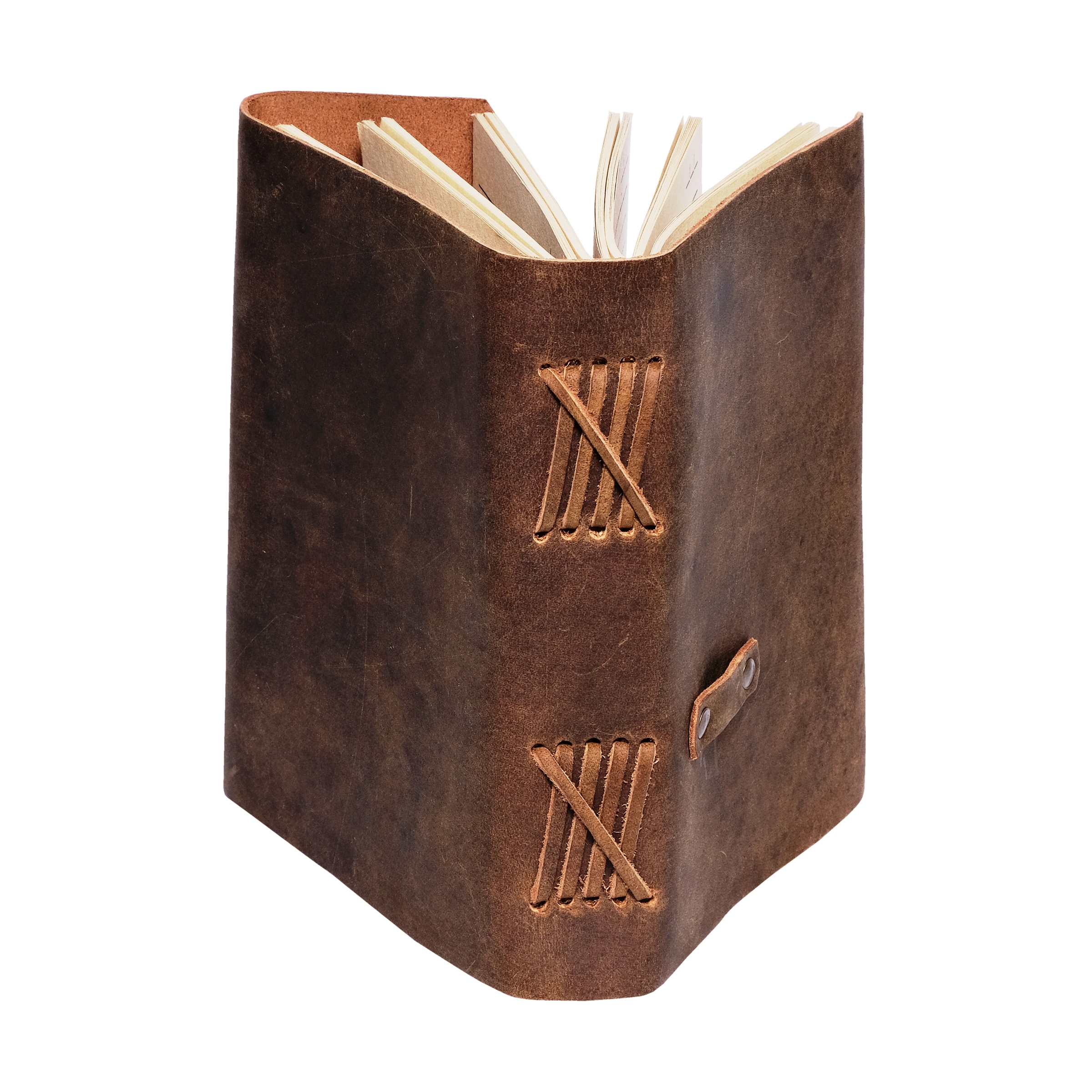 Leather Journal Writing Notebook - Genuine Leather Bound Daily Notepad for Men & Women Lined Paper 240 Kraft Pages, Handmade, Rustic Brown