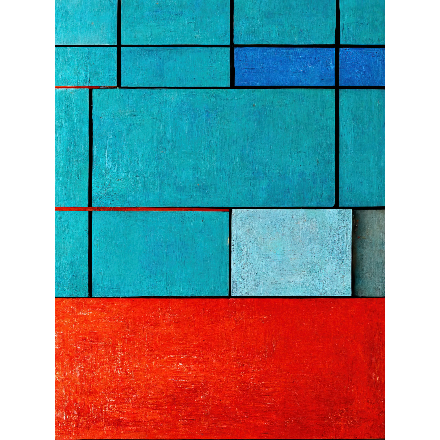 Piet Mondrian Style Teal Red Abstract Harmony Large Wall Art Poster ...