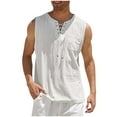 thumbnail image 6 of Yaoyar Mens Sleeveless Tank Tops Casual V Neck Drawstring T-Shirts Summer Cotton Linen Solid Color Athletic Vest with Pocket, 6 of 6