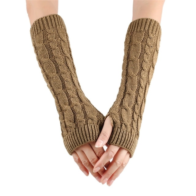 Gants d'Hiver en Laine Tricotée à Demi-Doigt pour Femmes