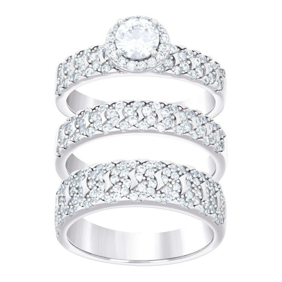 925 Sterling Silver Cubic Zirconia His and Hers Trio Ring Set 8x12.5mm Wide Size 8 Ring for Women