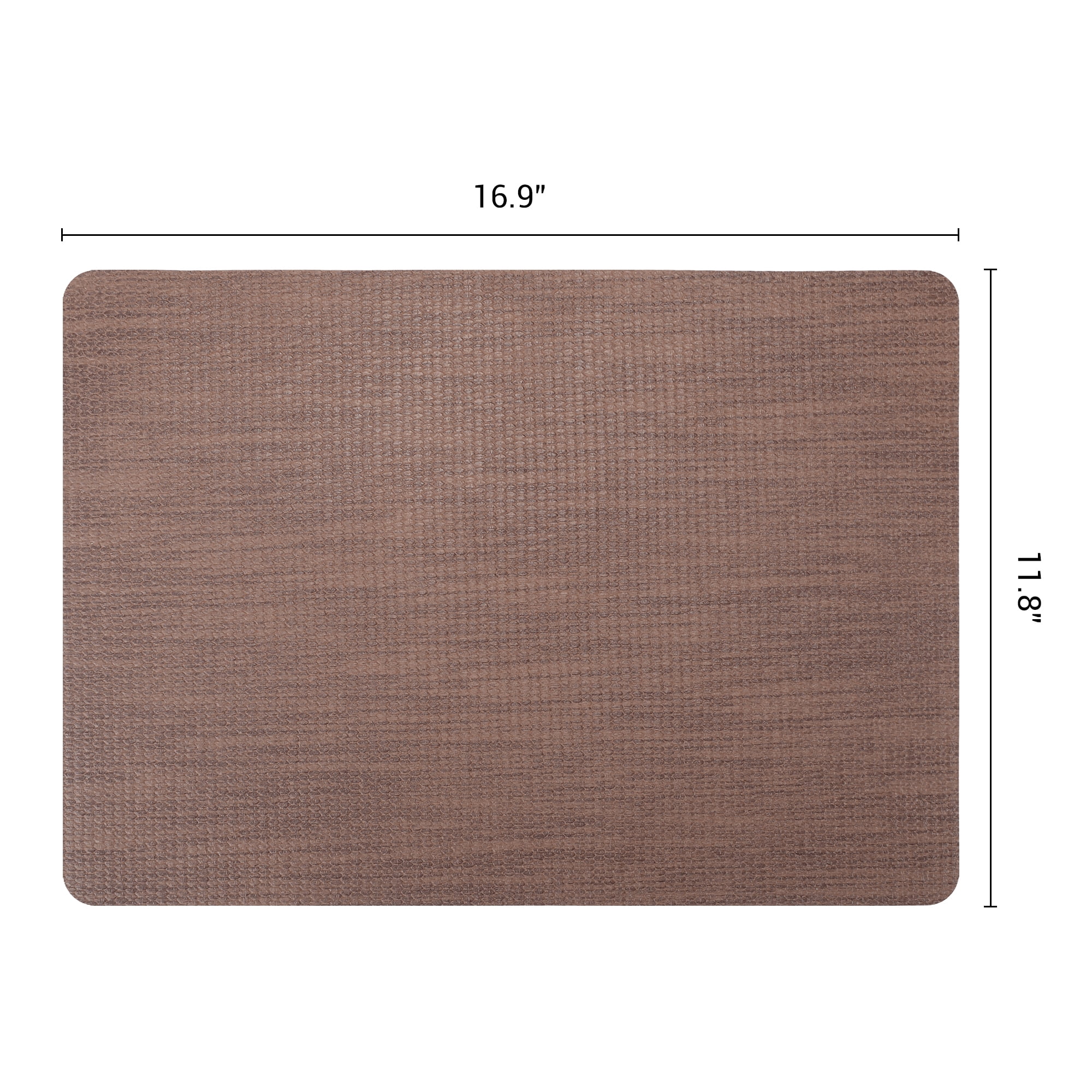 Unique Bargains 6pcs Faux Leather Table Mats for Kitchen Dark Brown 16.9"x11.8"