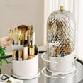 thumbnail image 4 of Lolynie 360° Rotating Makeup Organizer - Dust-Proof Brush Holder With Clear Lid, Vanity Desktop Storage For Bathroom Counters, 4 of 8