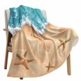 thumbnail image 6 of Fleece Blanket Watercolor Teal Ocean Beach Starfish Blankets, Soft Cozy Warm Flannel Throw Blanket, Abstract Sea Water Blanket for Bed Couch Sofa,40x50In, 6 of 9