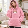 thumbnail image 4 of Flannel Pet Pouch Hoodie For Women, Fluffy Warm Cat Hoodie With Pouch, Pet Carrier Sweatshirt With Drawstring For Dogs & Snack Hoodies Pet Lovers, Pink, XL, 4 of 5