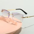 thumbnail image 5 of Fashion Square Frame Vintage Simple Ultra Light Glasses Eye Protection Business Reading Glasses Anti-Blue Light SILVER STRENGTH 300, 5 of 7